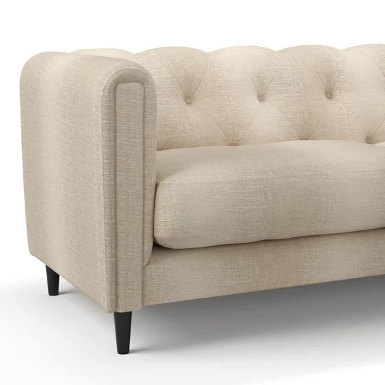 Photo of the fabric Maxime Sand swatch by James Dunlop. Use for Upholstery, Accessory. Style of Stripe, Texture