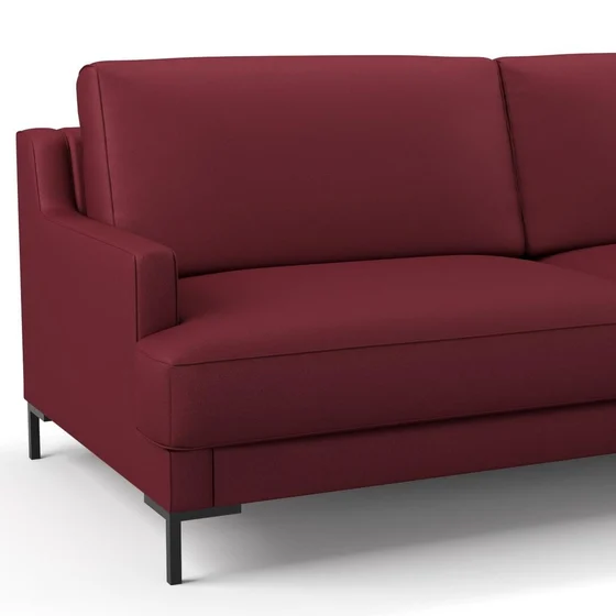 Photo of the fabric Como Bordeaux swatch by Mokum. Use for Upholstery, Accessory. Style of Plain, Texture