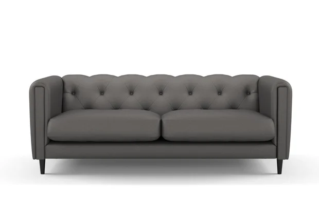 Photo of the fabric Noosa Charcoal swatch by James Dunlop. Use for Upholstery, Accessory. Style of Plain, Texture