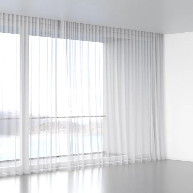 Photo of the fabric Seaview Alabaster swatch by James Dunlop. Use for Sheer Curtains. Style of Plain, Sheer
