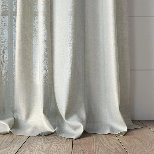 Photo of the fabric Uru Ecru swatch by Mokum. Use for Sheer Curtains. Style of Plain, Sheer