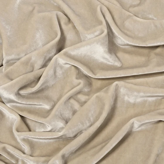 Photo of the fabric Monarque Macaroon swatch by Catherine Martin by Mokum. Use for Curtains, Upholstery, Accessory. Style of Plain, Velvet