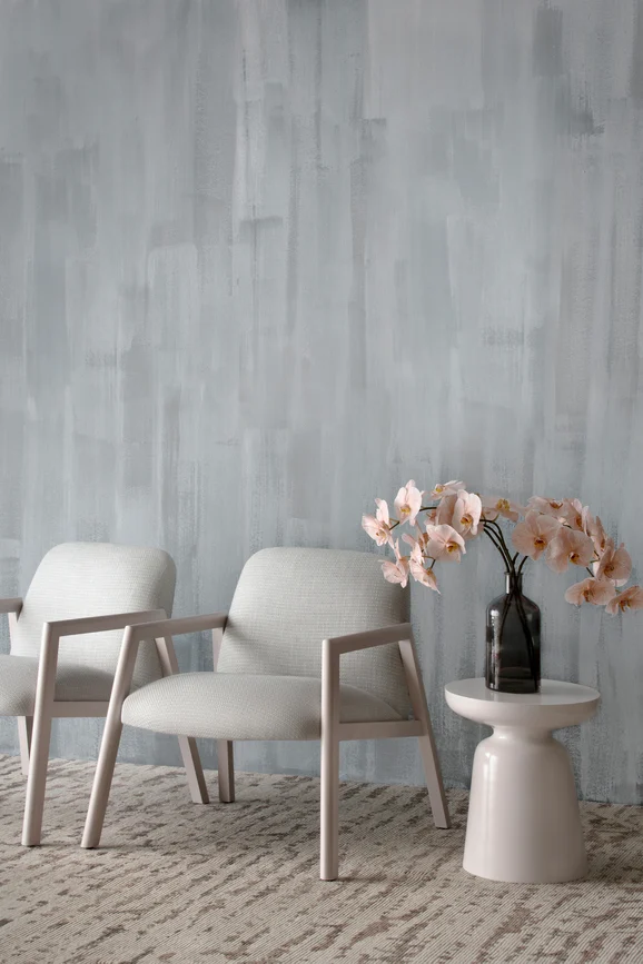 Photo of the fabric Souk Granite in situ by Mokum. Use for Upholstery, Accessory. Style of Plain, Texture