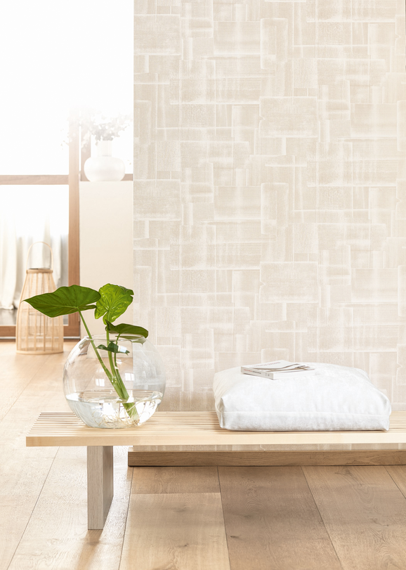 Photo of the fabric Patch Wallpaper 8623 8623 25 05 in situ by Casadeco. Use for Wall Covering. Style of Abstract