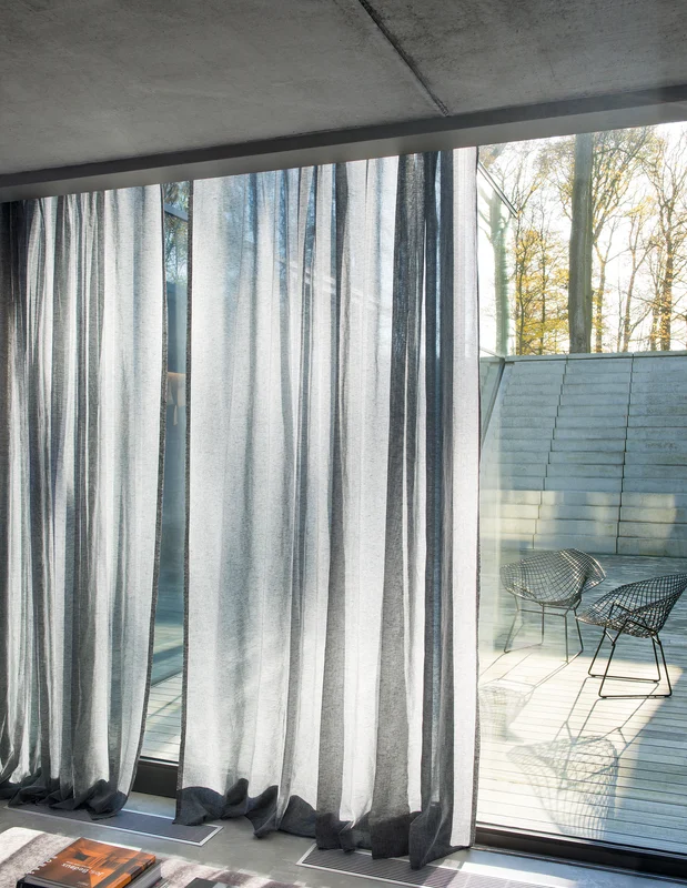 Photo of the fabric Allusion Linen in situ by Zepel. Use for Sheer Curtains. Style of Plain, Sheer
