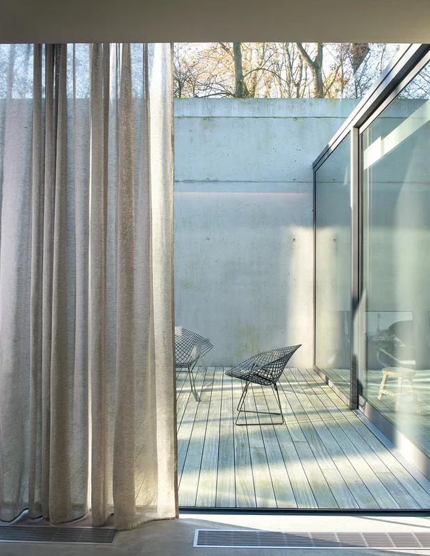Photo of the fabric Allusion Nut in situ by Zepel. Use for Sheer Curtains. Style of Plain, Sheer