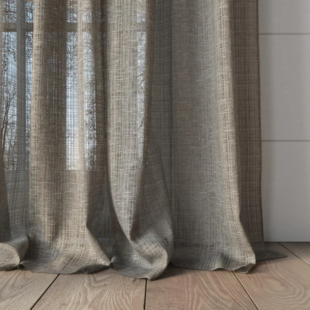 Photo of the fabric Scandinese Olive swatch by James Dunlop. Use for Sheer Curtains. Style of Plain, Sheer