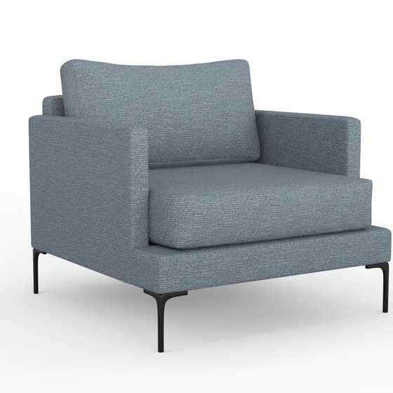 Photo of the fabric Grain Denim swatch by Mokum. Use for Upholstery, Accessory, Top of Bed. Style of Plain, Texture