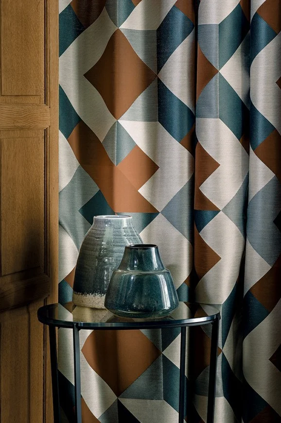 Photo of the fabric Trapeze 4226 4226 0225 in situ by Casamance. Use for Curtains, Accessory. Style of Geometric