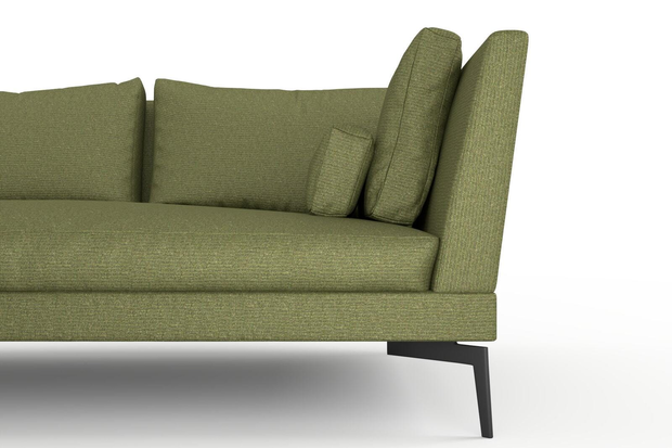 Photo of the fabric Grain Avocado swatch by Mokum. Use for Upholstery, Accessory, Top of Bed. Style of Plain, Texture