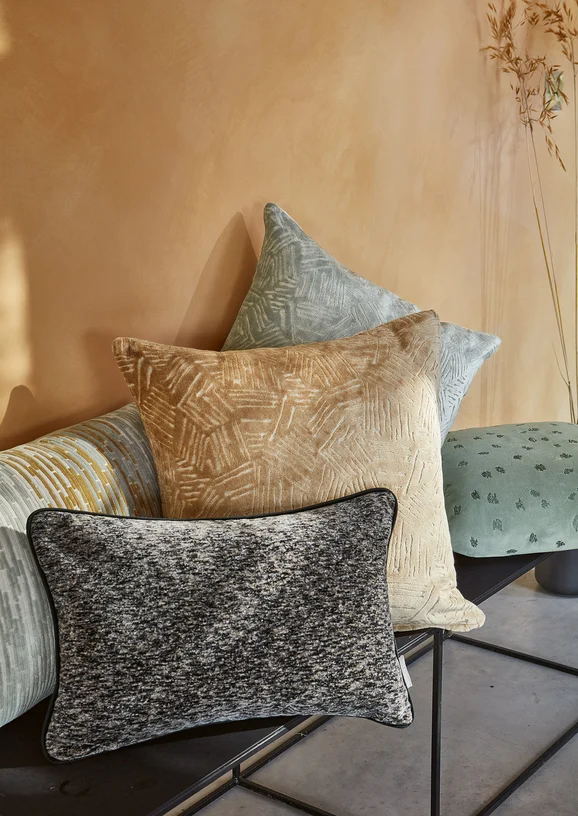 Photo of the fabric Brae V3481 06 in situ by Villa Nova. Use for Curtains, Upholstery, Accessory. Style of Abstract, Velvet