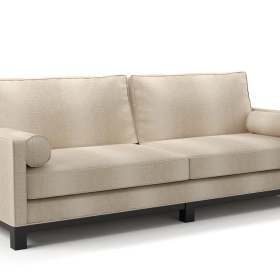 Photo of the fabric Maxime Sand swatch by James Dunlop. Use for Upholstery, Accessory. Style of Stripe, Texture