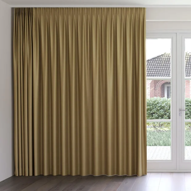 Photo of the fabric Luxe Bronze swatch by James Dunlop Essentials. Use for Curtains, Accessory, Top of Bed. Style of Plain, Texture