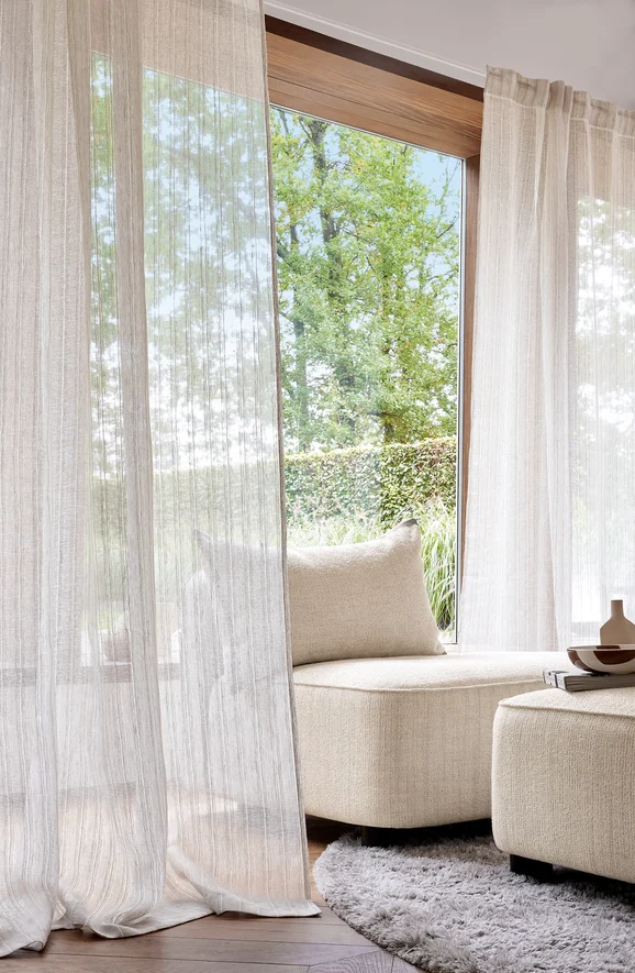 Photo of the fabric Alegria 4864 4864 0280 in situ by Casamance. Use for Sheer Curtains. Style of Sheer