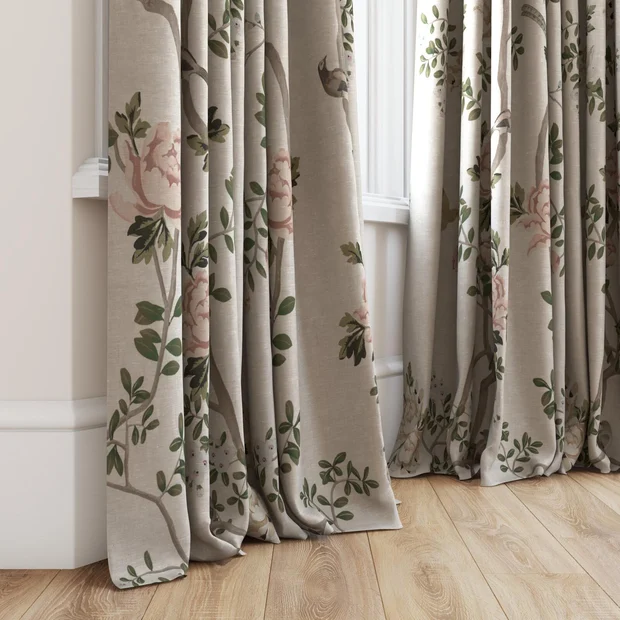Photo of the fabric Sakura Parchment swatch by James Dunlop. Use for Curtains, Accessory. Style of Floral And Botannical