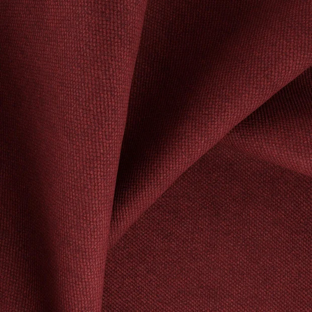Photo of the fabric Convoy Burgundy swatch by Zepel FibreGuard. Use for Upholstery, Accessory, Top of Bed. Style of Plain, Texture