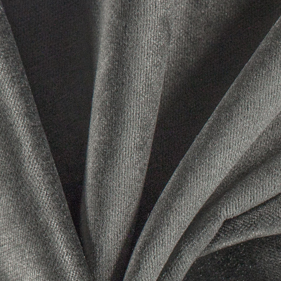 Photo of the fabric Monte Carlo Charcoal swatch by Zepel. Use for Curtains, Upholstery, Accessory, Top of Bed. Style of Plain, Velvet