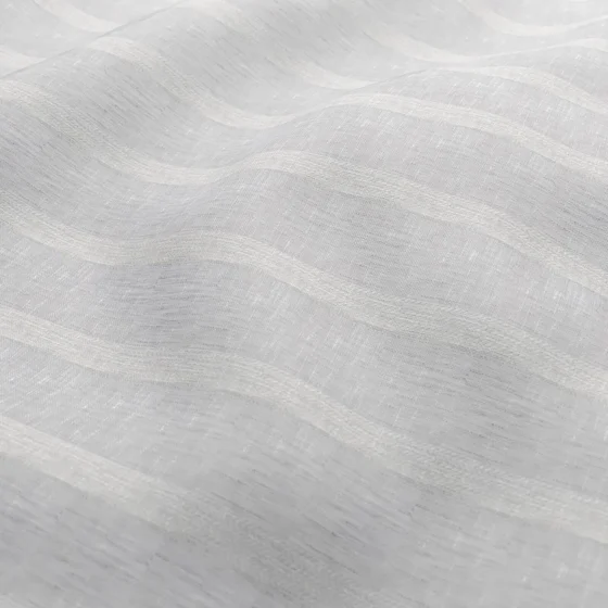 Photo of the fabric Camus Steel swatch by Zepel. Use for Sheer Curtains. Style of Sheer, Stripe