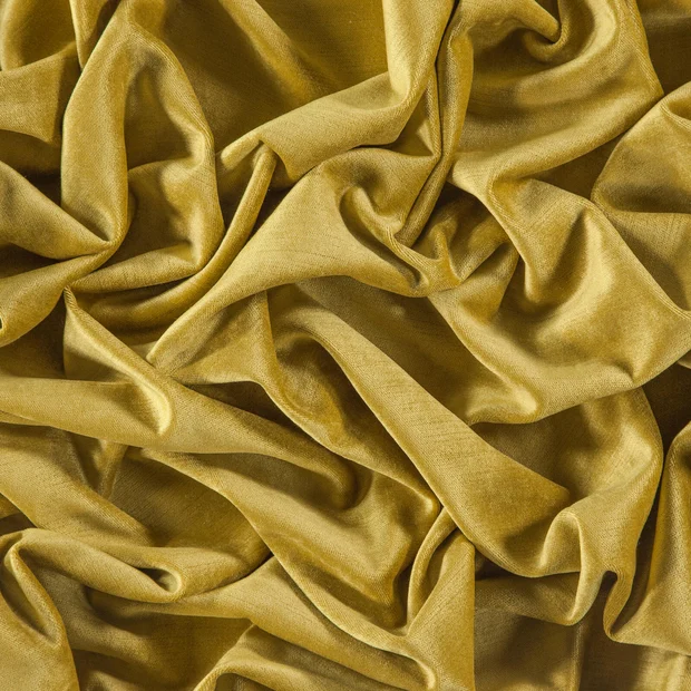 Photo of the fabric Monte Carlo Gold swatch by Zepel. Use for Curtains, Upholstery, Accessory, Top of Bed. Style of Plain, Velvet
