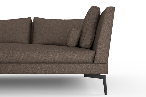 Photo of the fabric Grain Brownie swatch by Mokum. Use for Upholstery, Accessory, Top of Bed. Style of Plain, Texture