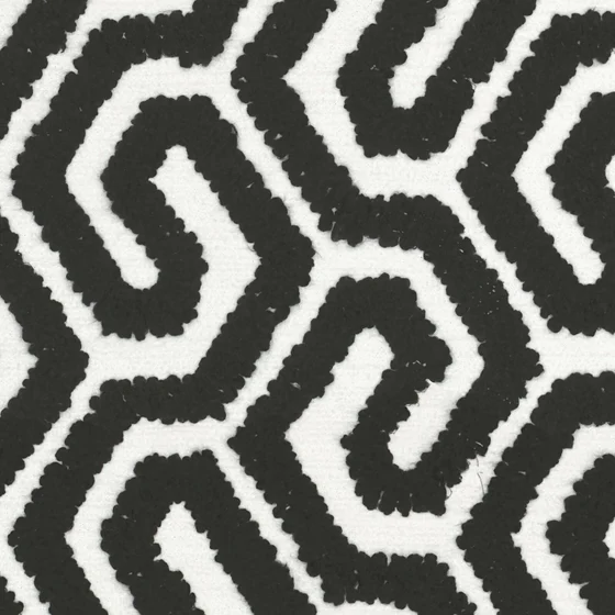 Photo of the fabric Comdeca Liquorice swatch by Zepel. Use for Curtains, Upholstery, Accessory. Style of Embroidery, Geometric