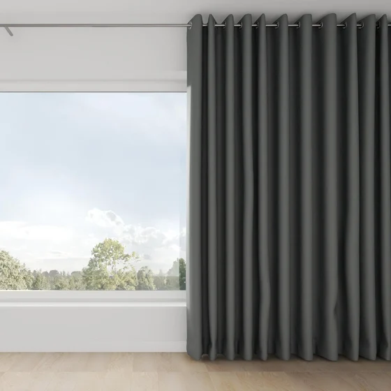 Photo of the fabric Eternal Smoke swatch by Mokum. Use for Curtains, Upholstery, Accessory. Style of Plain, Texture