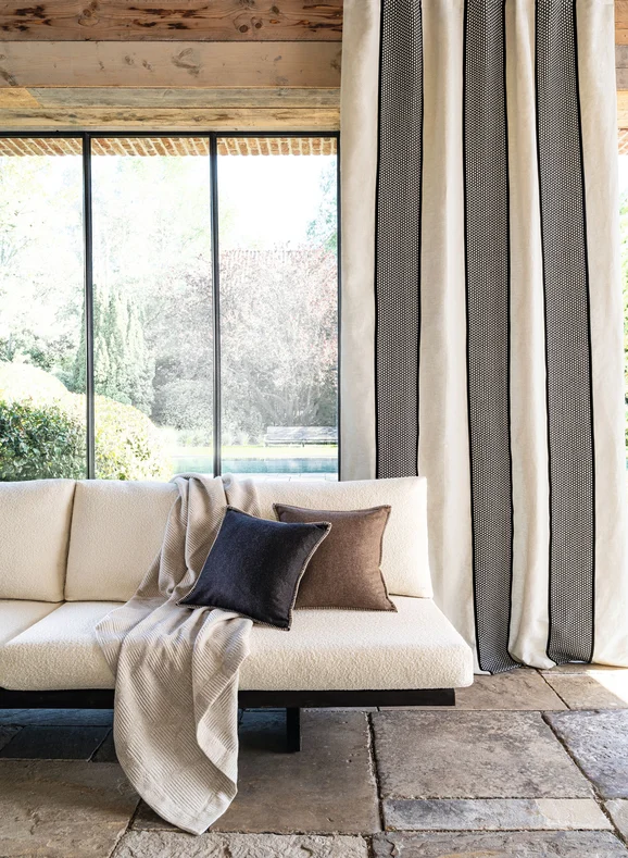 Photo of the fabric Nido 4589 4589 0311 in situ by Casamance. Use for Curtains, Accessory. Style of Abstract