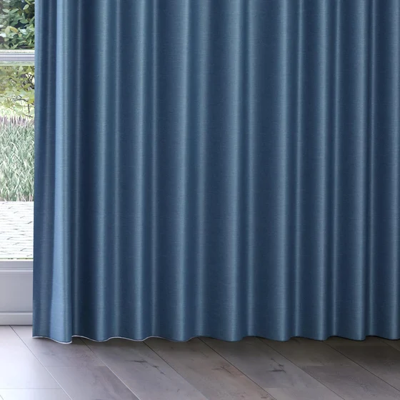 Photo of the fabric Provence Denim swatch by James Dunlop Essentials. Use for Curtains, Upholstery, Accessory, Top of Bed. Style of Plain, Texture