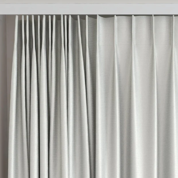 Photo of the fabric Kennedy FR Blackout Moonstone swatch by James Dunlop Essentials. Use for Curtains. Style of Plain, Texture