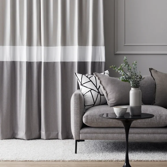 Photo of the fabric Stallion 2 Blackout Fawn in situ by James Dunlop Essentials. Use for Curtains. Style of Plain, Texture
