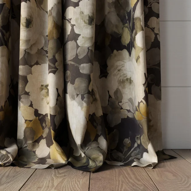 Photo of the fabric Victoria Topaz swatch by James Dunlop. Use for Curtains, Accessory. Style of Floral And Botannical, Print