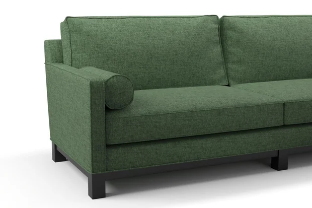 Photo of the fabric Earthwild Pesto swatch by James Dunlop FibreGuard. Use for Curtains, Upholstery, Accessory, Top of Bed. Style of Plain, Texture