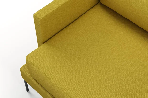 Photo of the fabric Pueblo Chartreuse swatch by Mokum. Use for Upholstery, Accessory. Style of Plain, Texture