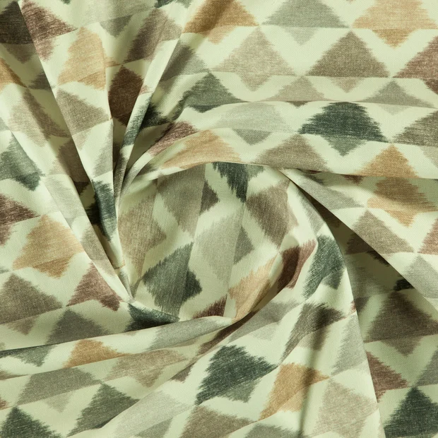 Photo of the fabric Ambre Sandstone swatch by Zepel. Use for Curtains, Upholstery Light Duty, Accessory, Top of Bed. Style of Geometric, Print