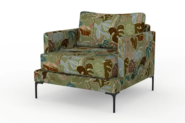 Photo of the fabric Papeete Paua swatch by Mokum. Use for Upholstery, Accessory. Style of Floral And Botannical, Print