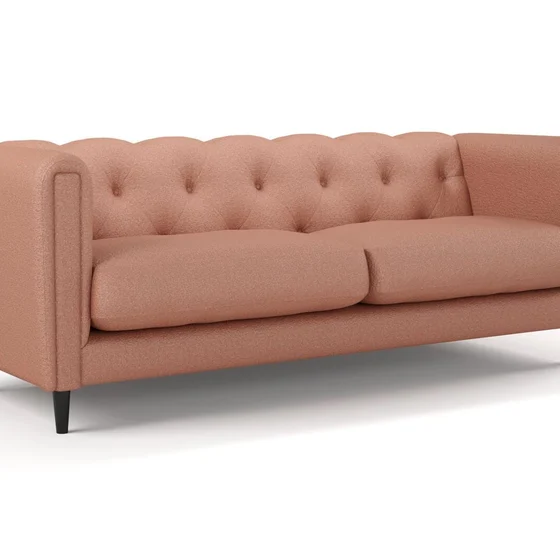 Photo of the fabric Airlie Coral swatch by James Dunlop. Use for Upholstery, Accessory. Style of Plain, Texture