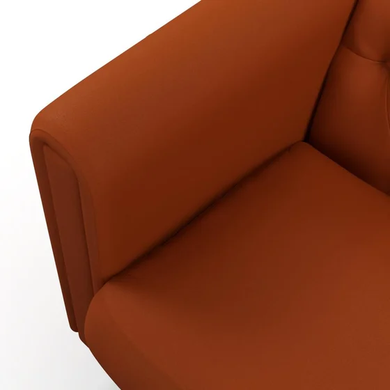 Photo of the fabric Vela Paprika swatch by James Dunlop FibreGuard. Use for Curtains, Upholstery, Accessory, Top of Bed. Style of Plain, Velvet