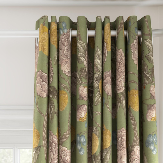 Photo of the fabric Valencia Orchard swatch by James Dunlop. Use for Curtains, Accessory. Style of Floral And Botannical, Print
