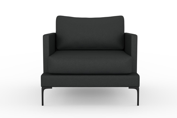 Photo of the fabric Epitome Basalt swatch by Mokum. Use for Upholstery, Accessory. Style of Plain, Taffeta