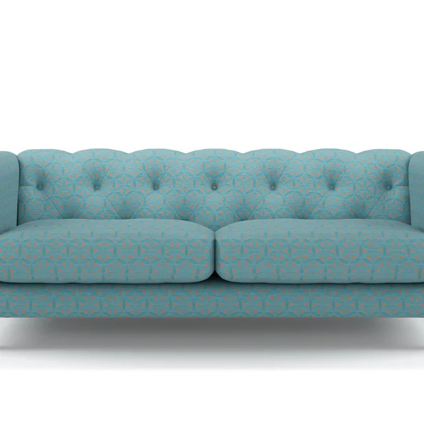 Photo of the fabric Tapa Aqua swatch by James Dunlop. Use for Upholstery, Accessory. Style of Geometric