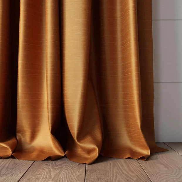 Photo of the fabric Luxe Terracotta swatch by James Dunlop Essentials. Use for Curtains, Accessory, Top of Bed. Style of Plain, Texture