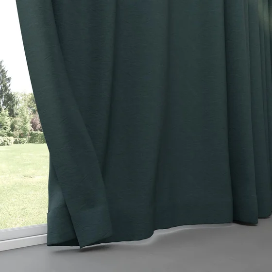 Photo of the fabric Satori Stonewash Petrol swatch by Mokum. Use for Curtains, Upholstery Light Duty, Accessory, Top of Bed. Style of Plain, Texture