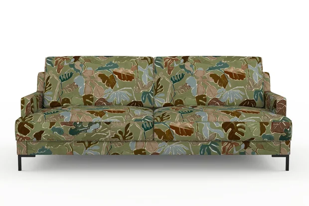 Photo of the fabric Papeete Paua swatch by Mokum. Use for Upholstery, Accessory. Style of Floral And Botannical, Print