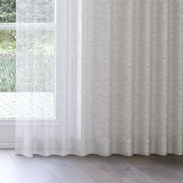 Photo of the fabric Beech Grey Marl swatch by James Dunlop. Use for Sheer Curtains. Style of Plain, Sheer