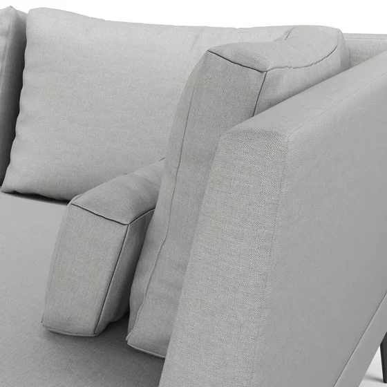 Photo of the fabric Infinite Silver swatch by Mokum. Use for Curtains, Upholstery, Accessory, Top of Bed. Style of Plain, Texture