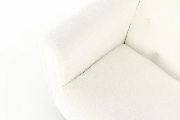 Photo of the fabric Snugly Pearl swatch by James Dunlop FibreGuard. Use for Upholstery, Accessory, Top of Bed. Style of Chenille, Plain
