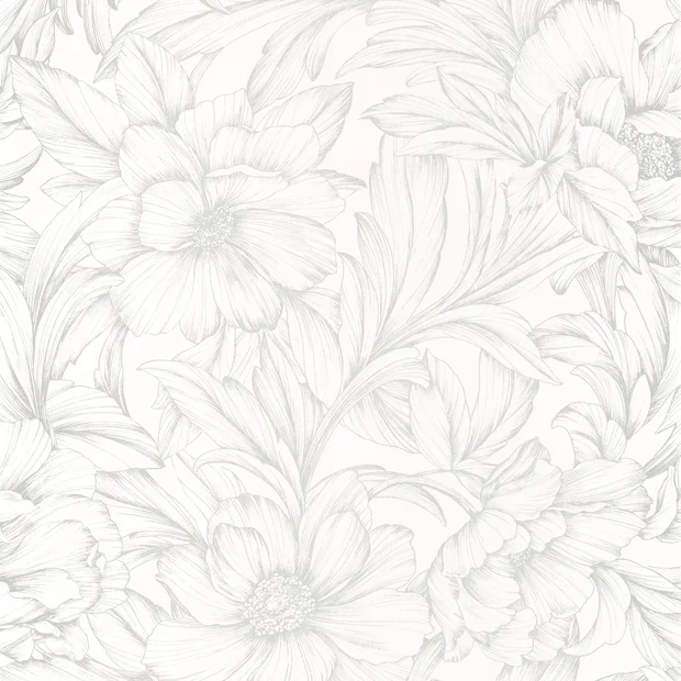 Photo of the fabric Monceau Wallpaper 8235 8235 01 01 swatch by Casadeco. Use for Wall Covering. Style of Floral And Botannical