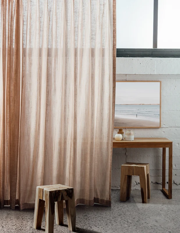 Photo of the fabric Beech Celadon in situ by James Dunlop. Use for Sheer Curtains. Style of Plain, Sheer