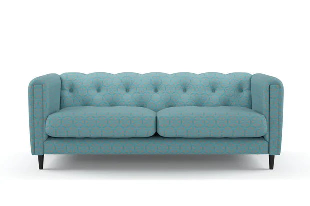 Photo of the fabric Tapa Aqua swatch by James Dunlop. Use for Upholstery, Accessory. Style of Geometric