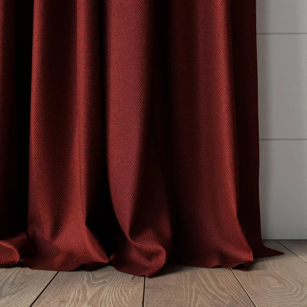 Photo of the fabric Trailblazer Cherry swatch by James Dunlop FibreGuard. Use for Curtains, Upholstery, Accessory, Top of Bed. Style of Texture, Traditional